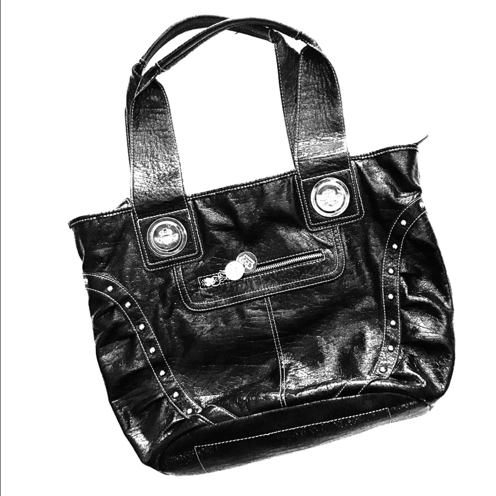 Kathy Van Zeeland Classic Black Vinyl Roomy Purse